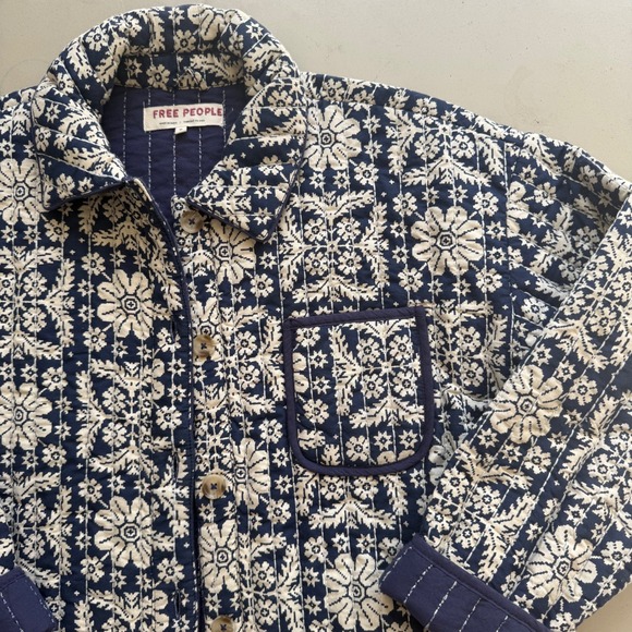 Free People Quilted Floral Alexie Jacket Womens Med Free People cottagecore Boho - Picture 4 of 11